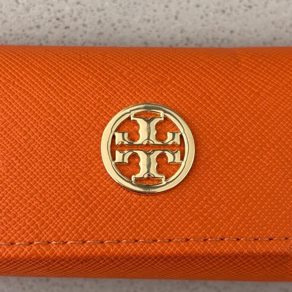 TORY BURCH ORANGE SMALL SKINNY AUTHENTIC EYEGLASSES CASE - Picture 2 of 7
